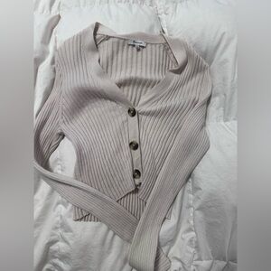Madewell Cream Ribbed Cardigan Sweater